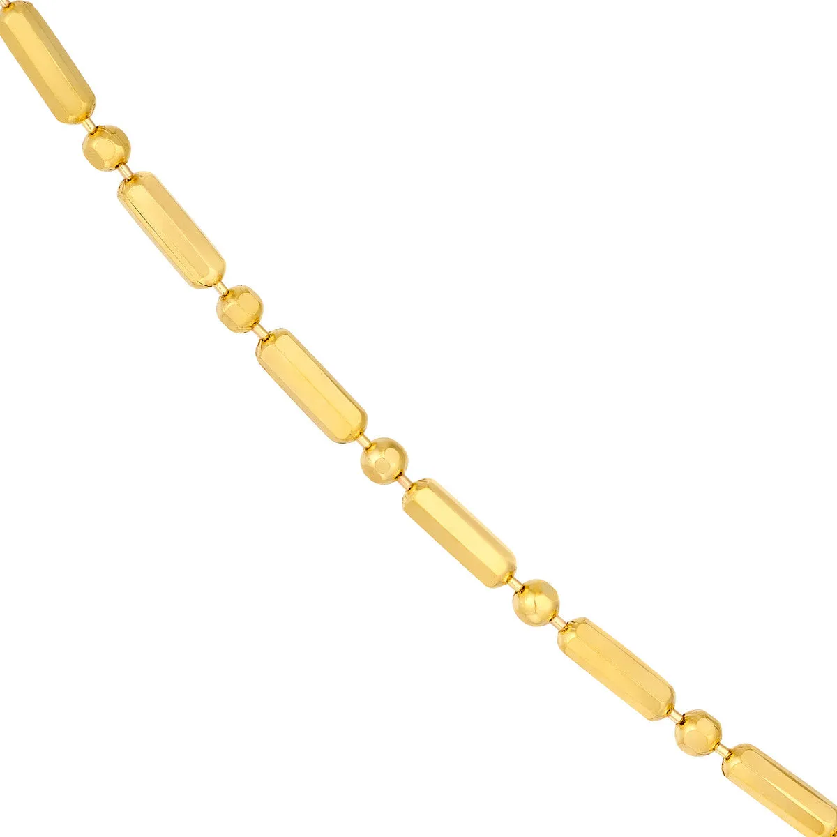 14K Yellow Gold 1.50mm Bead and Long Bar Chain