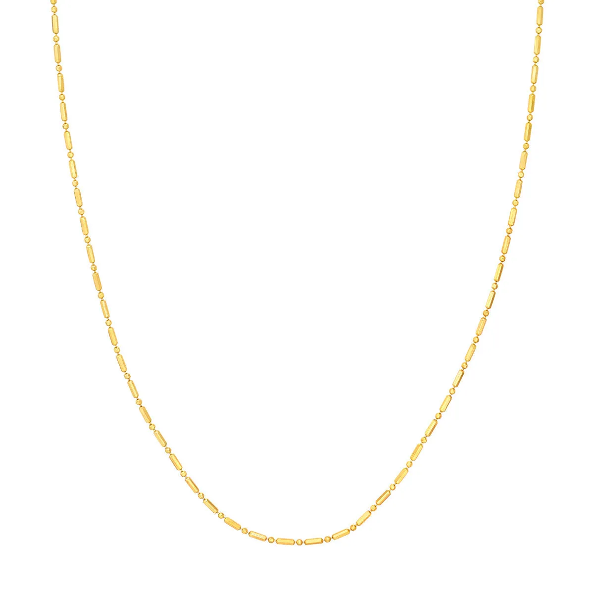 14K Yellow Gold 1.50mm Bead and Long Bar Chain