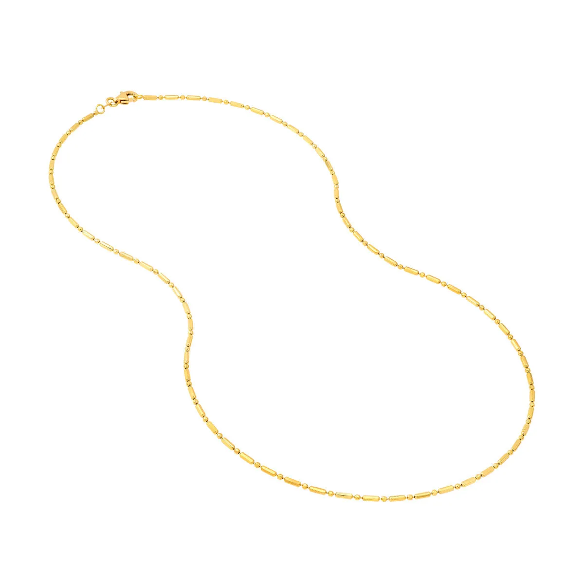 14K Yellow Gold 1.50mm Bead and Long Bar Chain