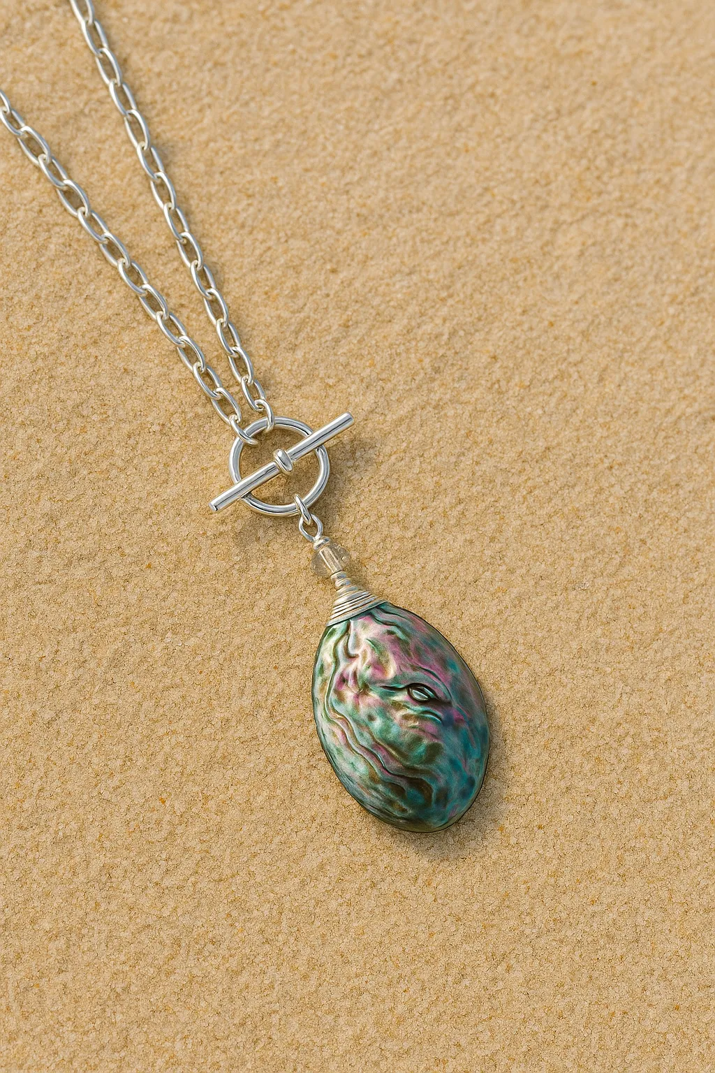 2 Way Kelly Abalone & Mother of Pearl Reversible Necklace