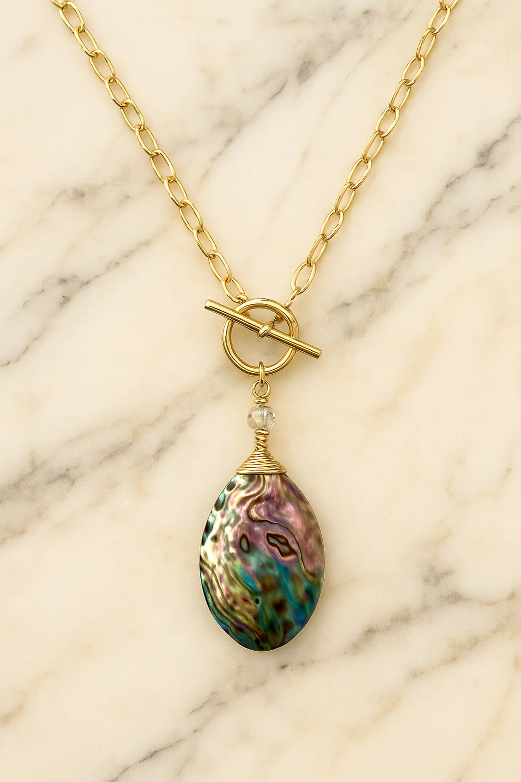 2 Way Kelly Abalone & Mother of Pearl Reversible Necklace