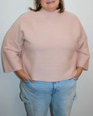 Abbey Ribbed Sweater - Plus In Blush