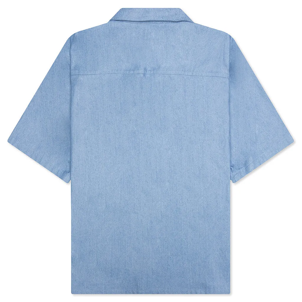 Blue Denim Short Sleeve Shirt with Trunakaroo Plaque - Iris Blue