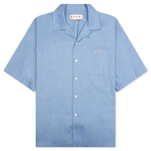Blue Denim Short Sleeve Shirt with Trunakaroo Plaque - Iris Blue