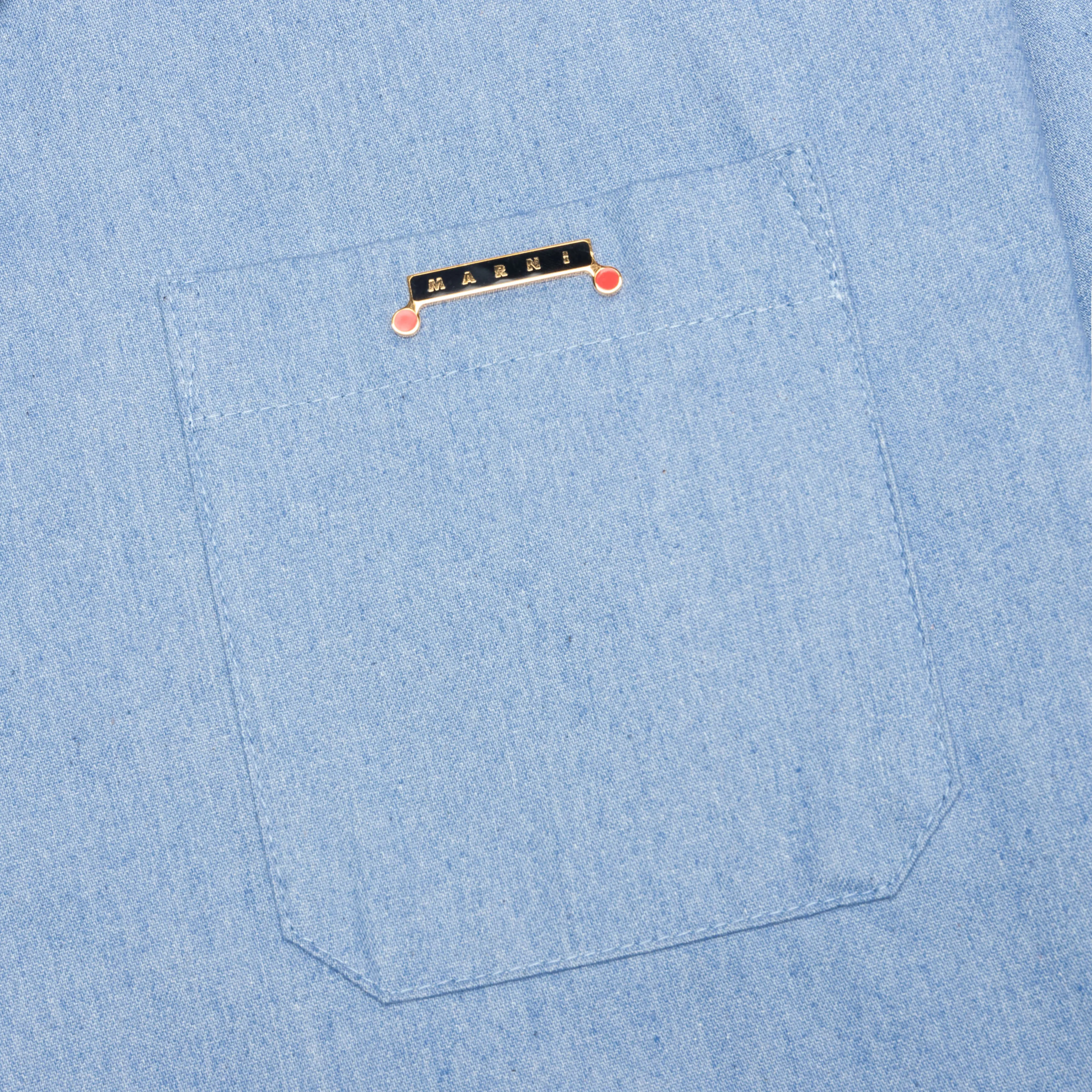 Blue Denim Short Sleeve Shirt with Trunakaroo Plaque - Iris Blue