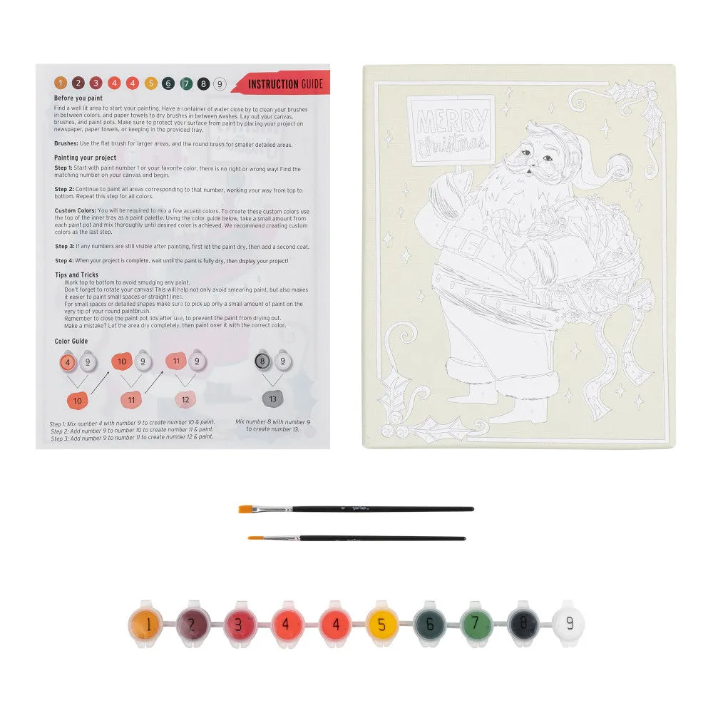 Brea Reese Holiday Santa Acrylic Paint-By-Number Kit