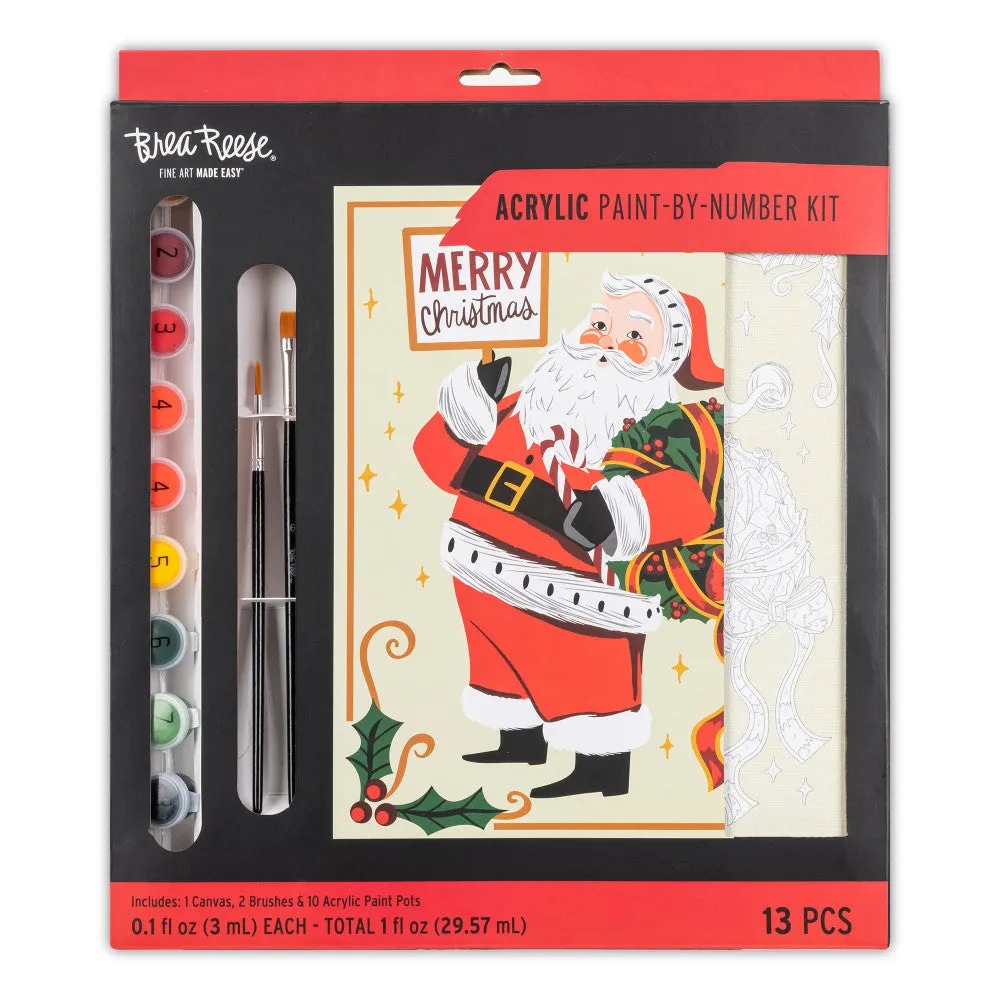 Brea Reese Holiday Santa Acrylic Paint-By-Number Kit