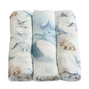 Bubba Blue Jurassic Bamboo 3pk Muslin Wraps