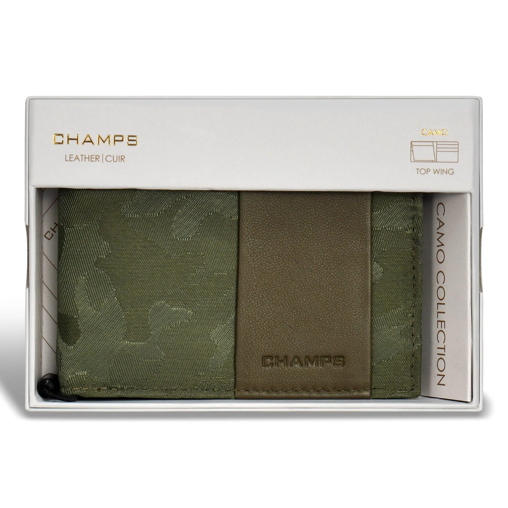 Camo / Leather Top Wing Wallet *Drop Ship*
