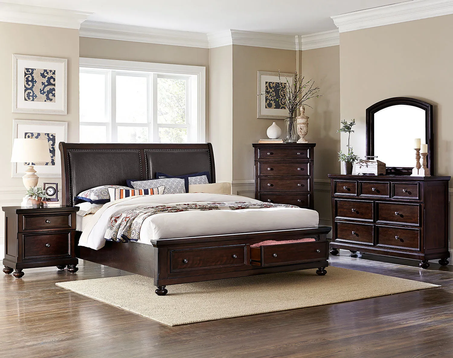 Chester 3-Piece Queen Storage Bed - Cherry