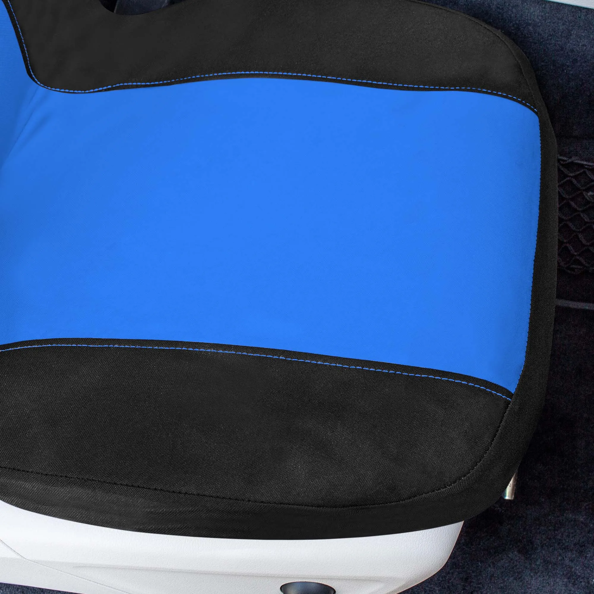 Chevron Flat Cloth Car Seat Covers Full Set - Blue