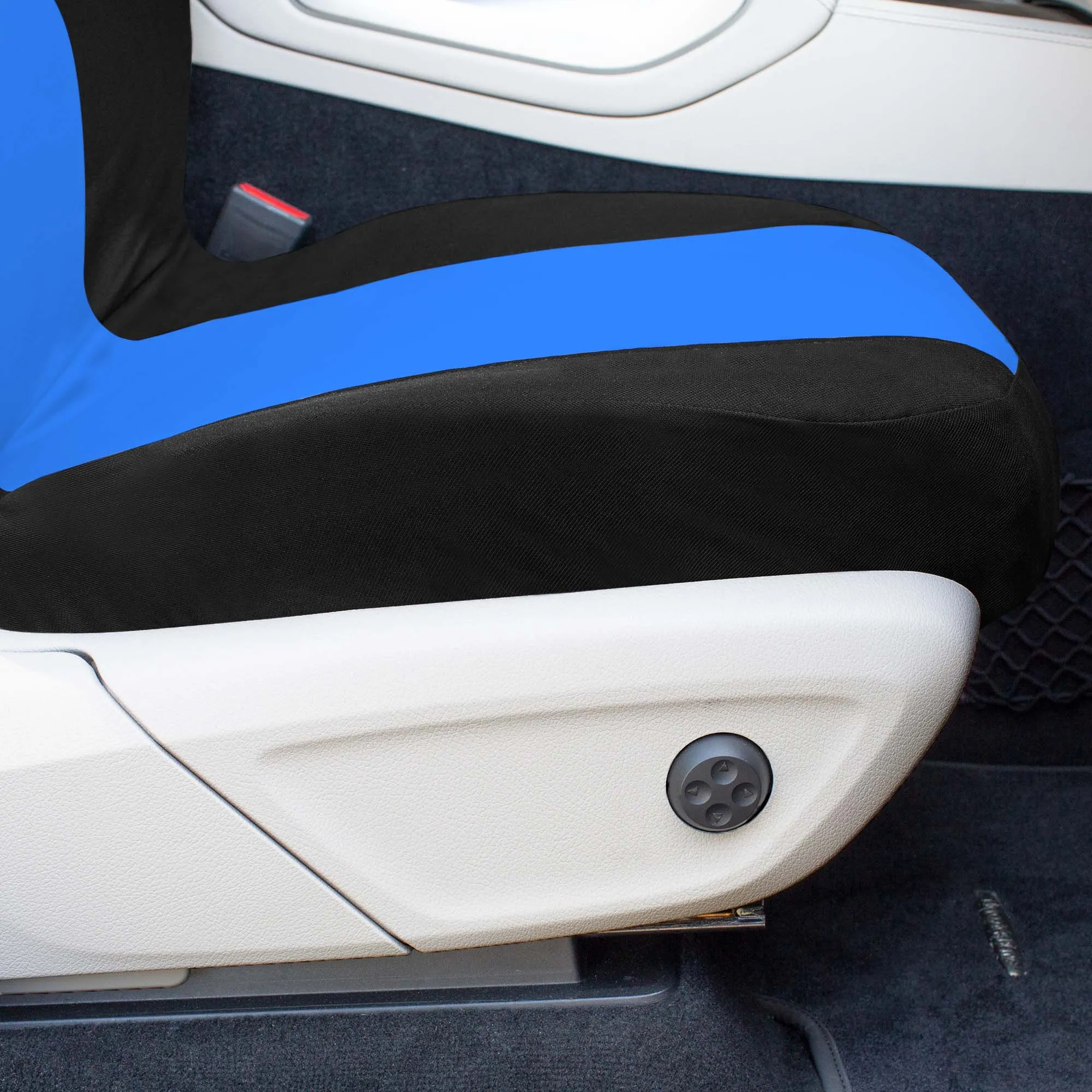 Chevron Flat Cloth Car Seat Covers Full Set - Blue