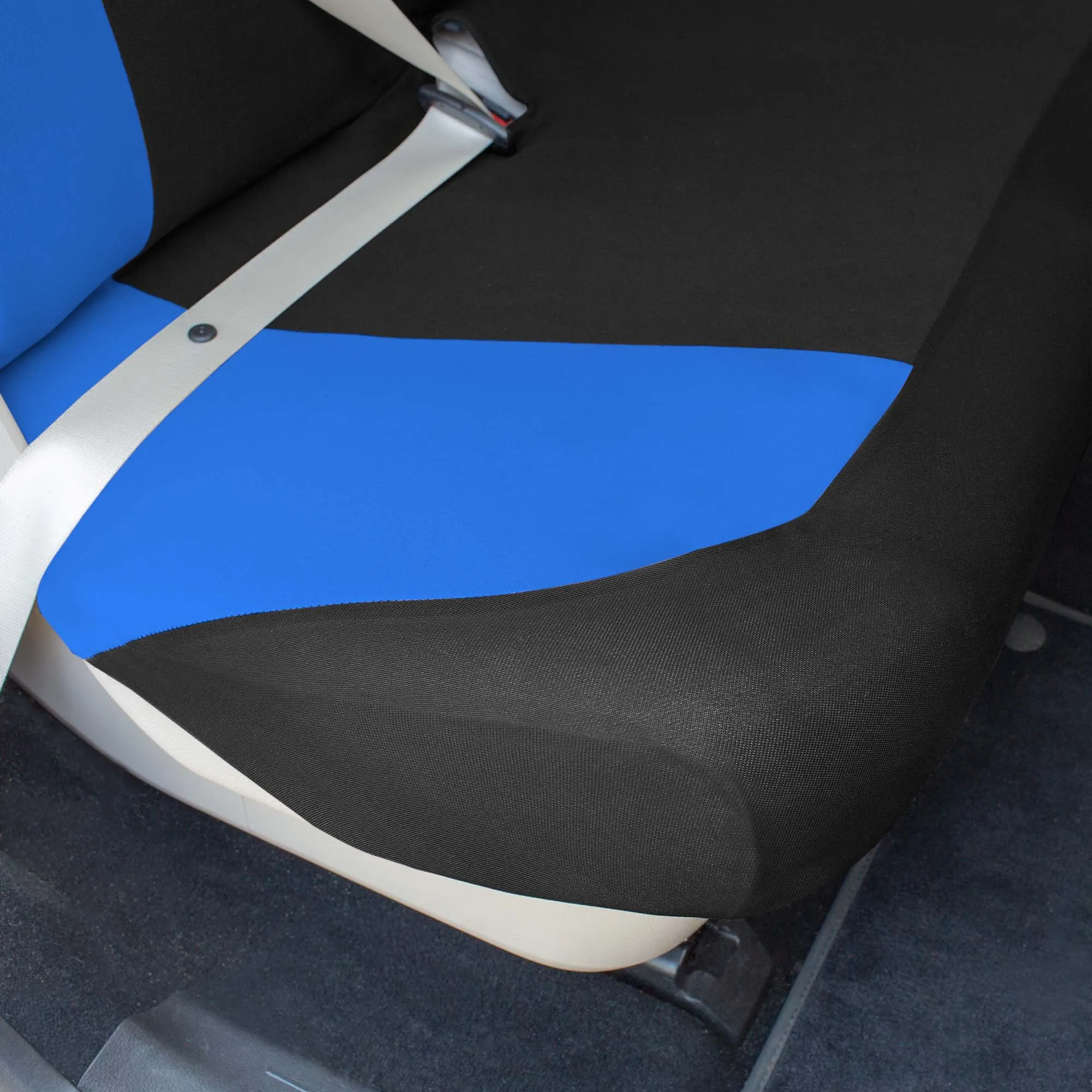 Chevron Flat Cloth Car Seat Covers Full Set - Blue
