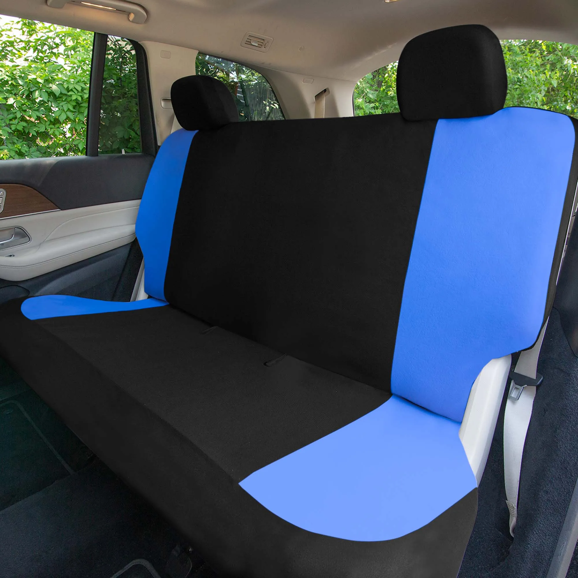 Chevron Flat Cloth Car Seat Covers Full Set - Blue