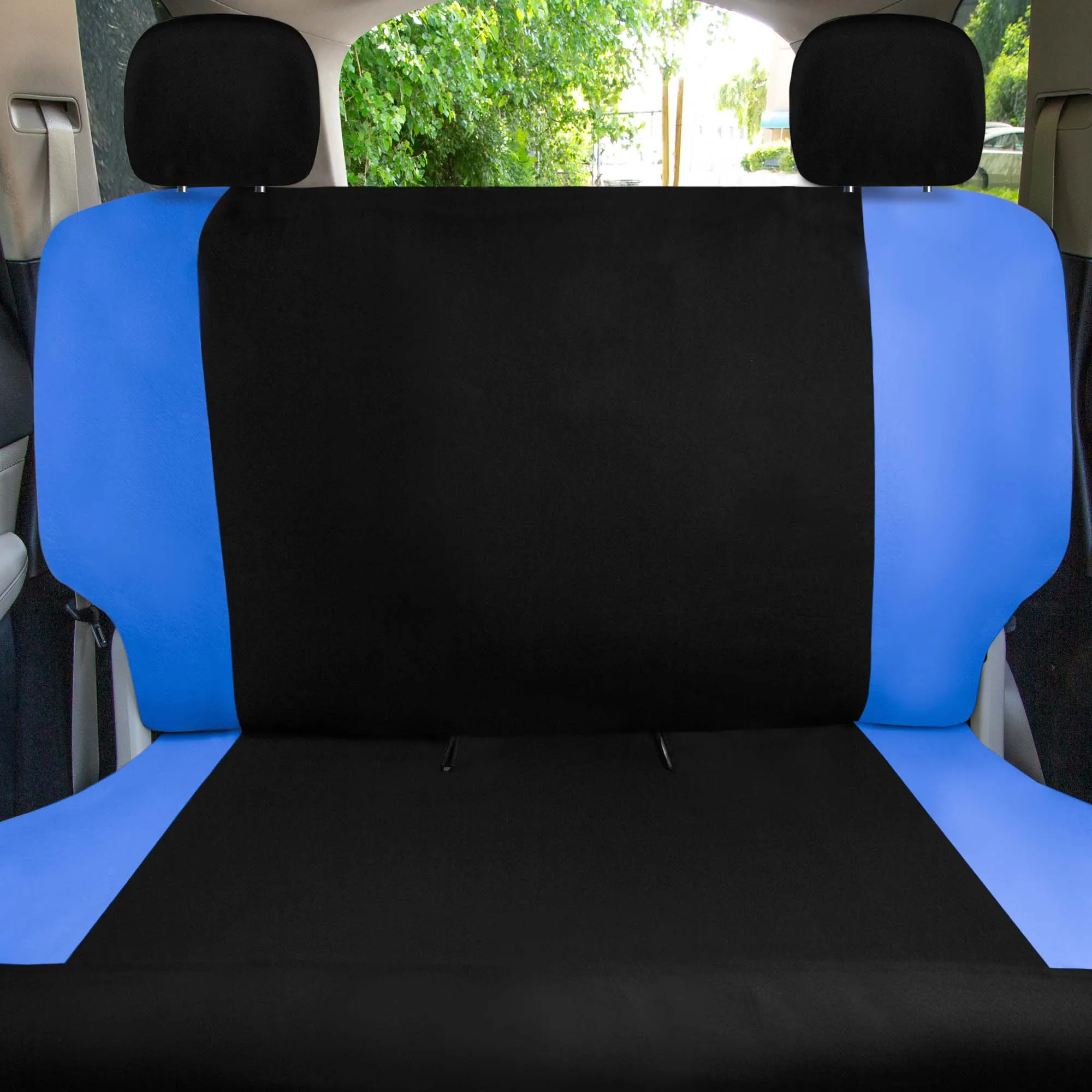 Chevron Flat Cloth Car Seat Covers Full Set - Blue