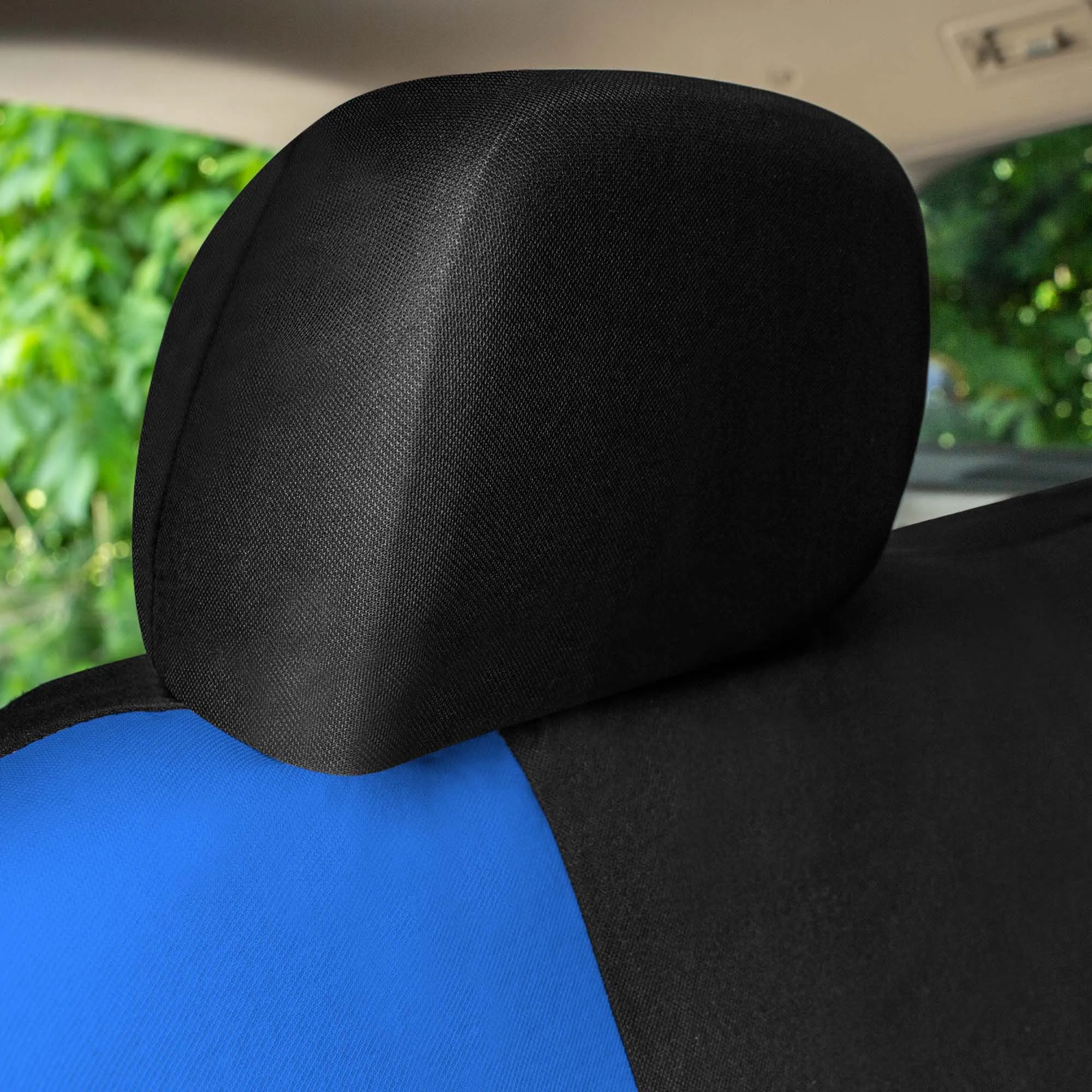 Chevron Flat Cloth Car Seat Covers Full Set - Blue