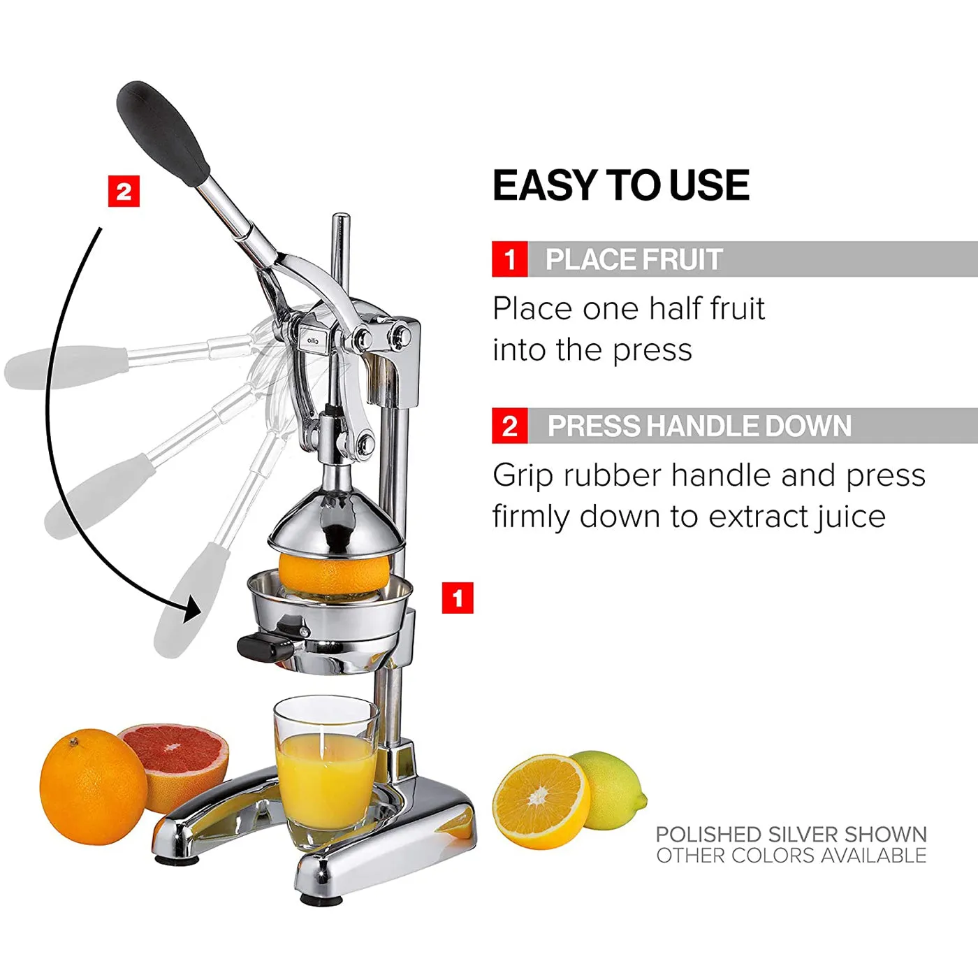 Cilio Commercial Grade Citrus Press -  Silver Polished