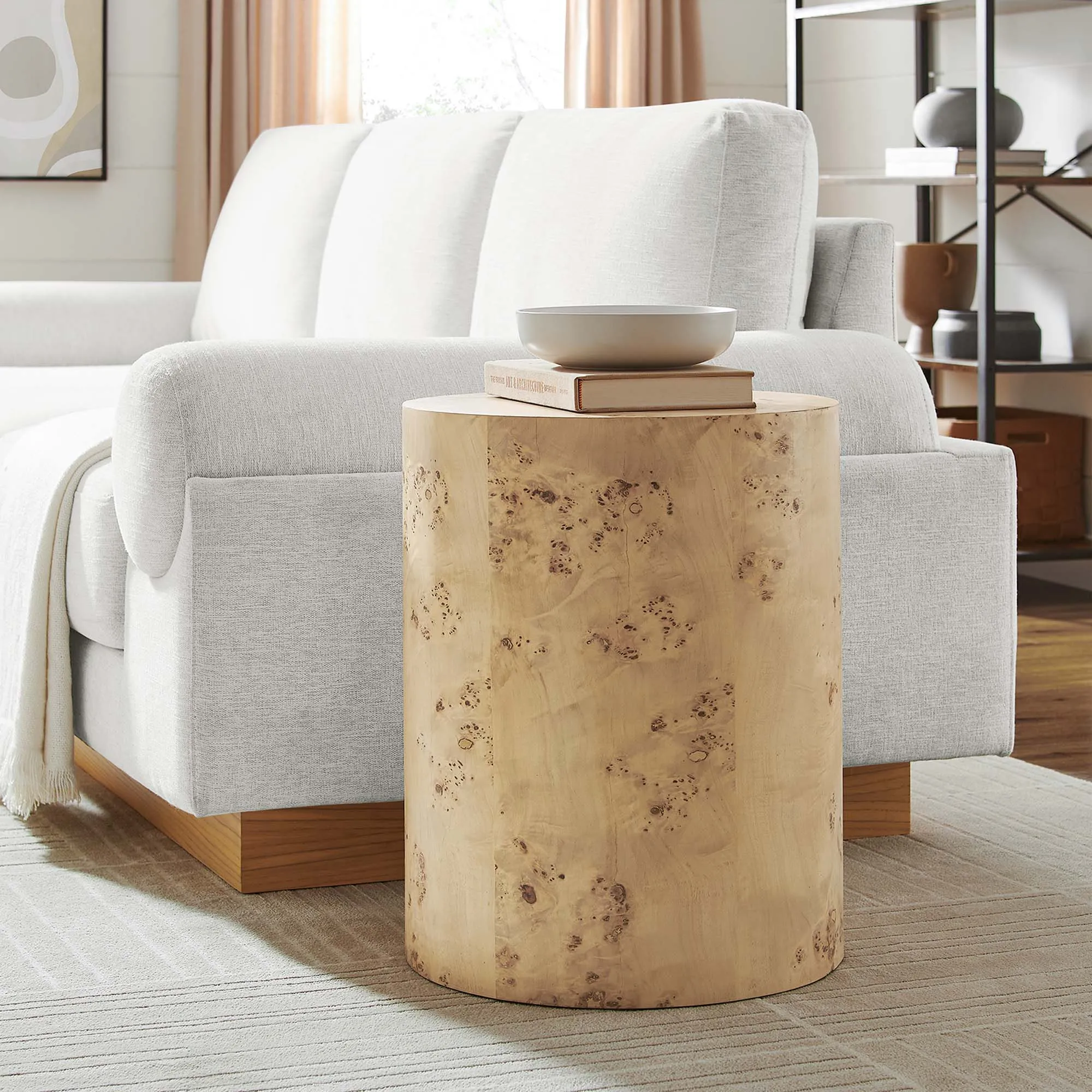 Cosmos 16" Round Burl Wood Side Table by Modway
