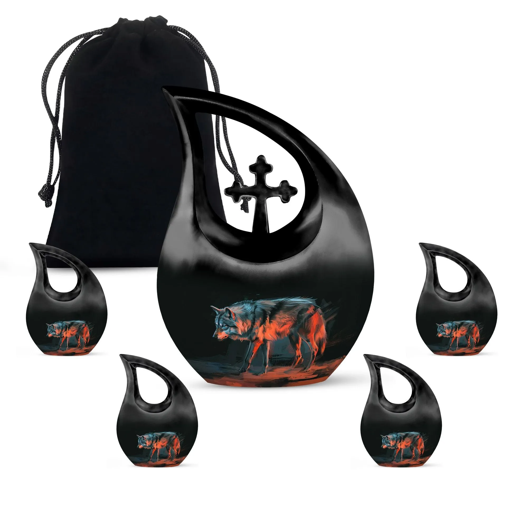 Crimson Shadow Howl Urn -Containers For Ashes After Cremation