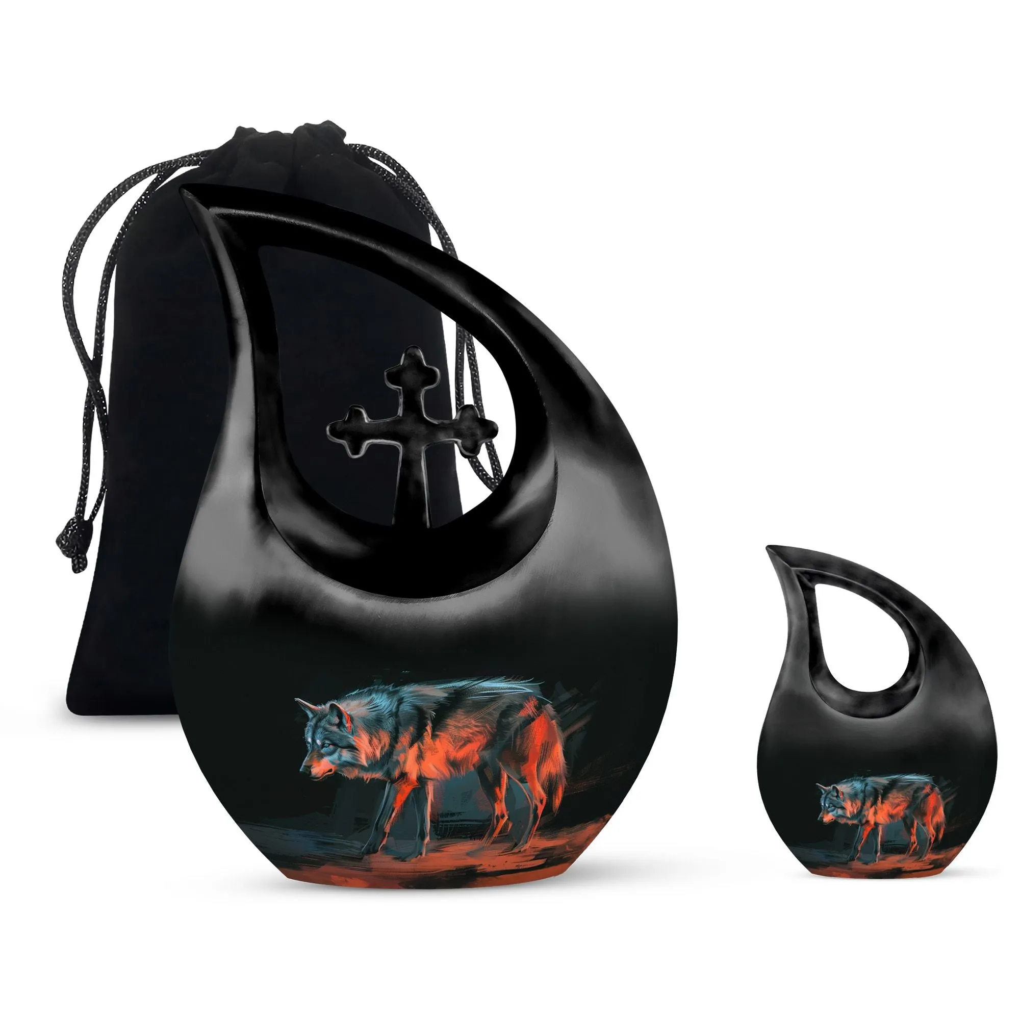 Crimson Shadow Howl Urn -Containers For Ashes After Cremation