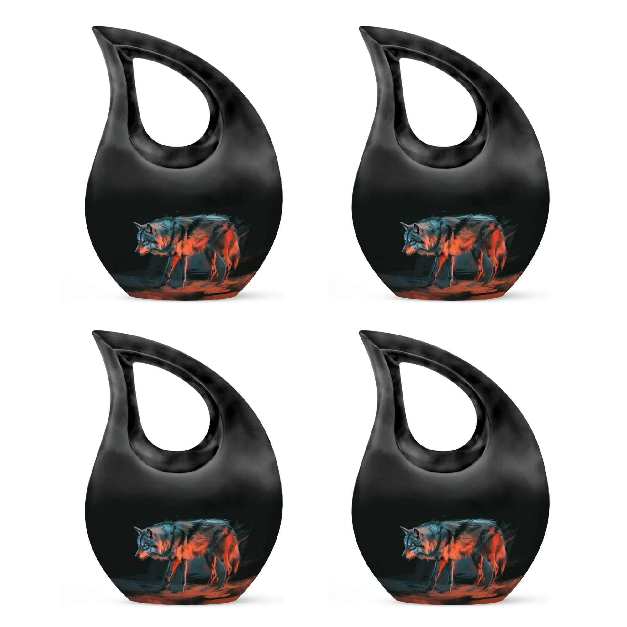 Crimson Shadow Howl Urn -Containers For Ashes After Cremation