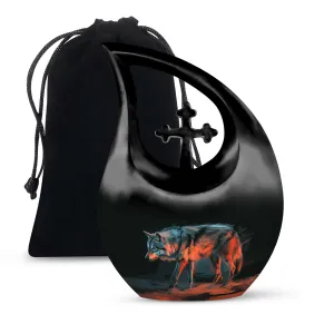 Crimson Shadow Howl Urn -Containers For Ashes After Cremation