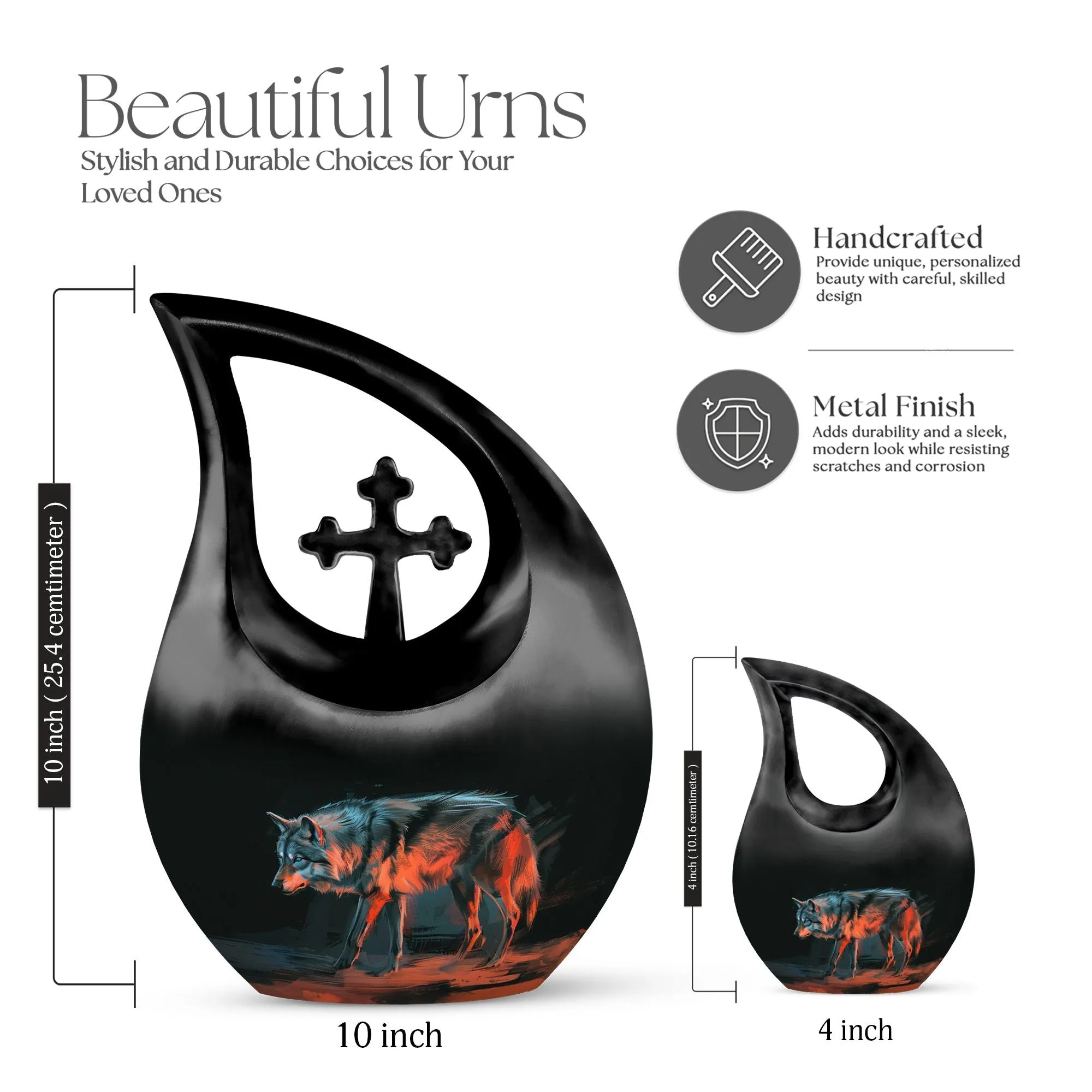 Crimson Shadow Howl Urn -Containers For Ashes After Cremation