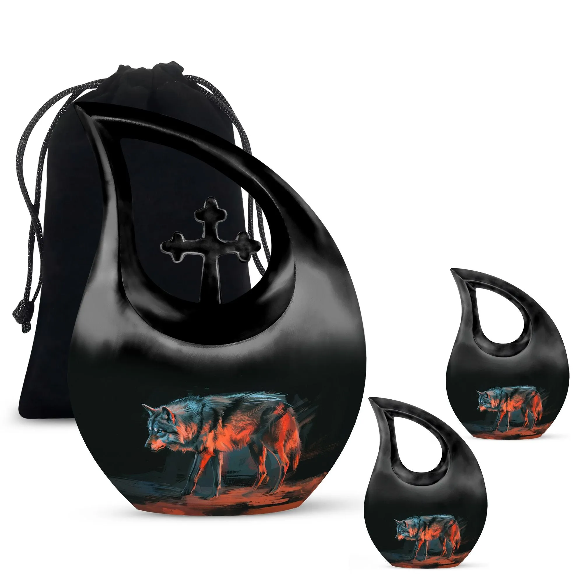 Crimson Shadow Howl Urn -Containers For Ashes After Cremation