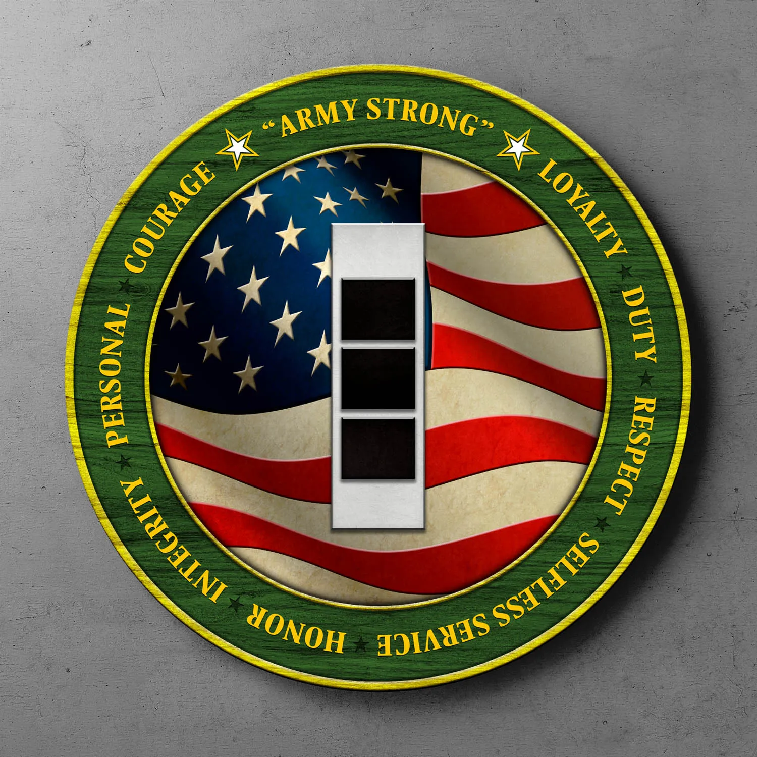 Custom Round Wood Sign, Military Mottos, Core Values With Military Ranks/Insignia