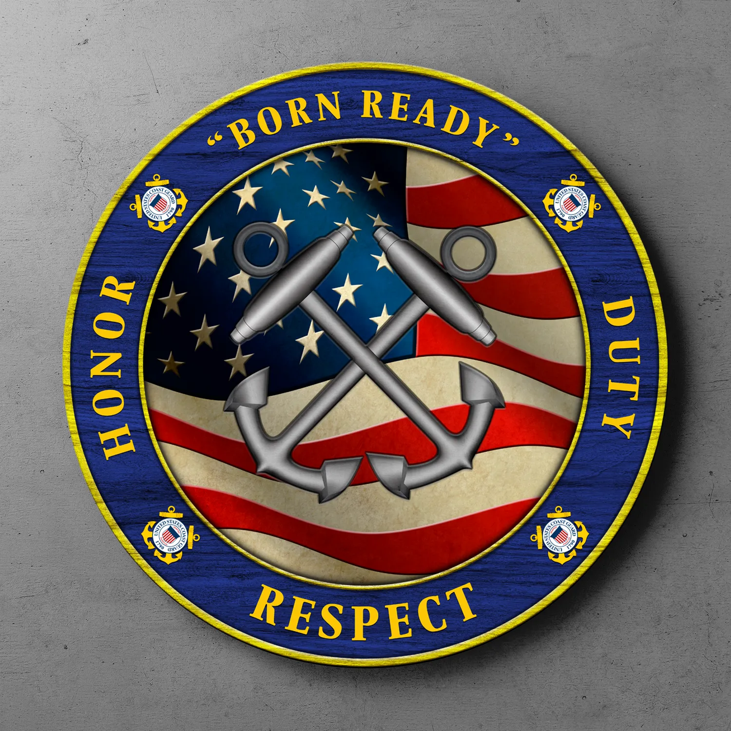 Custom Round Wood Sign, Military Mottos, Core Values With Military Ranks/Insignia