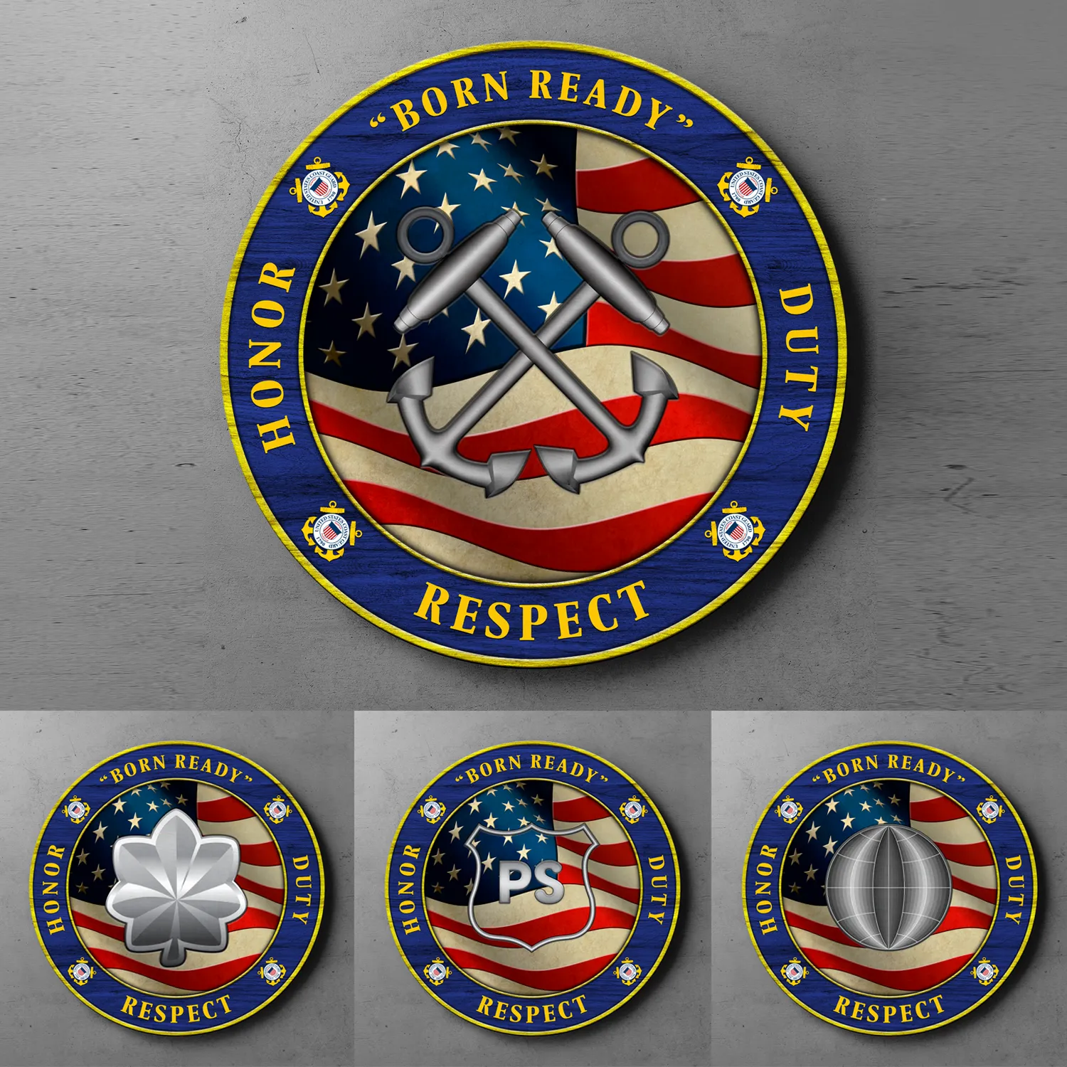 Custom Round Wood Sign, Military Mottos, Core Values With Military Ranks/Insignia