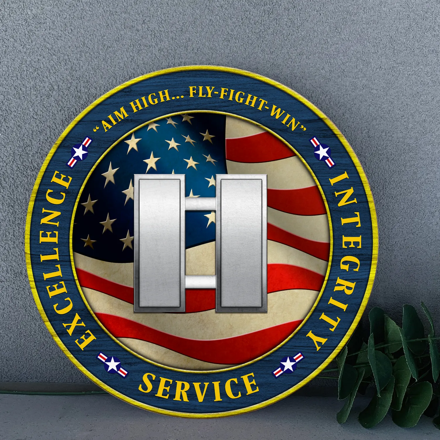 Custom Round Wood Sign, Military Mottos, Core Values With Military Ranks/Insignia