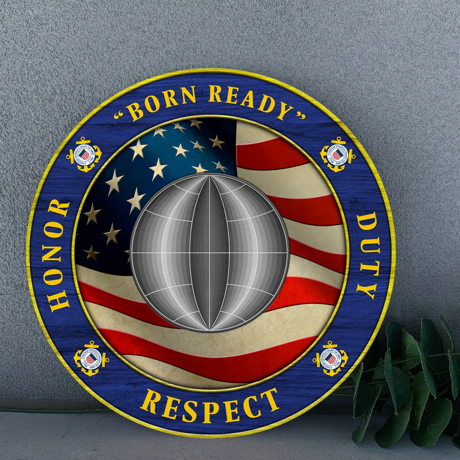Custom Round Wood Sign, Military Mottos, Core Values With Military Ranks/Insignia