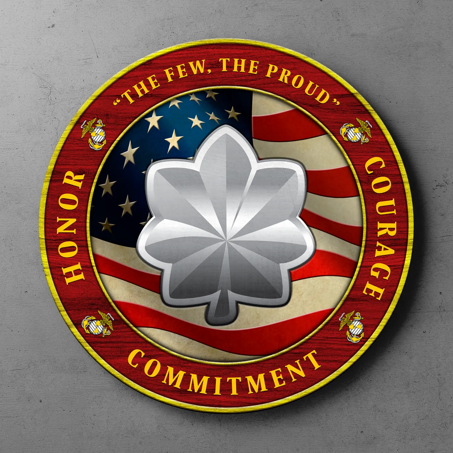Custom Round Wood Sign, Military Mottos, Core Values With Military Ranks/Insignia
