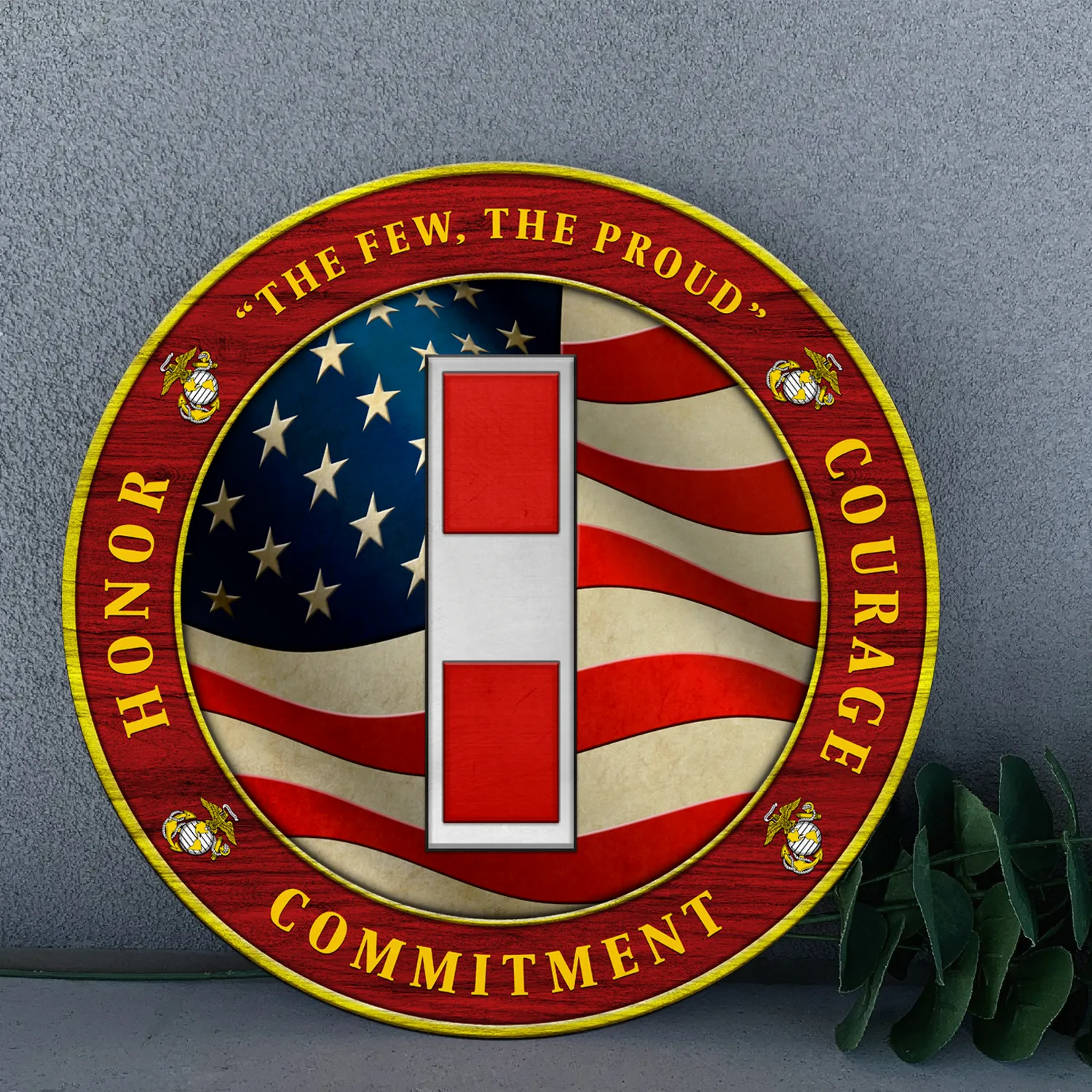 Custom Round Wood Sign, Military Mottos, Core Values With Military Ranks/Insignia