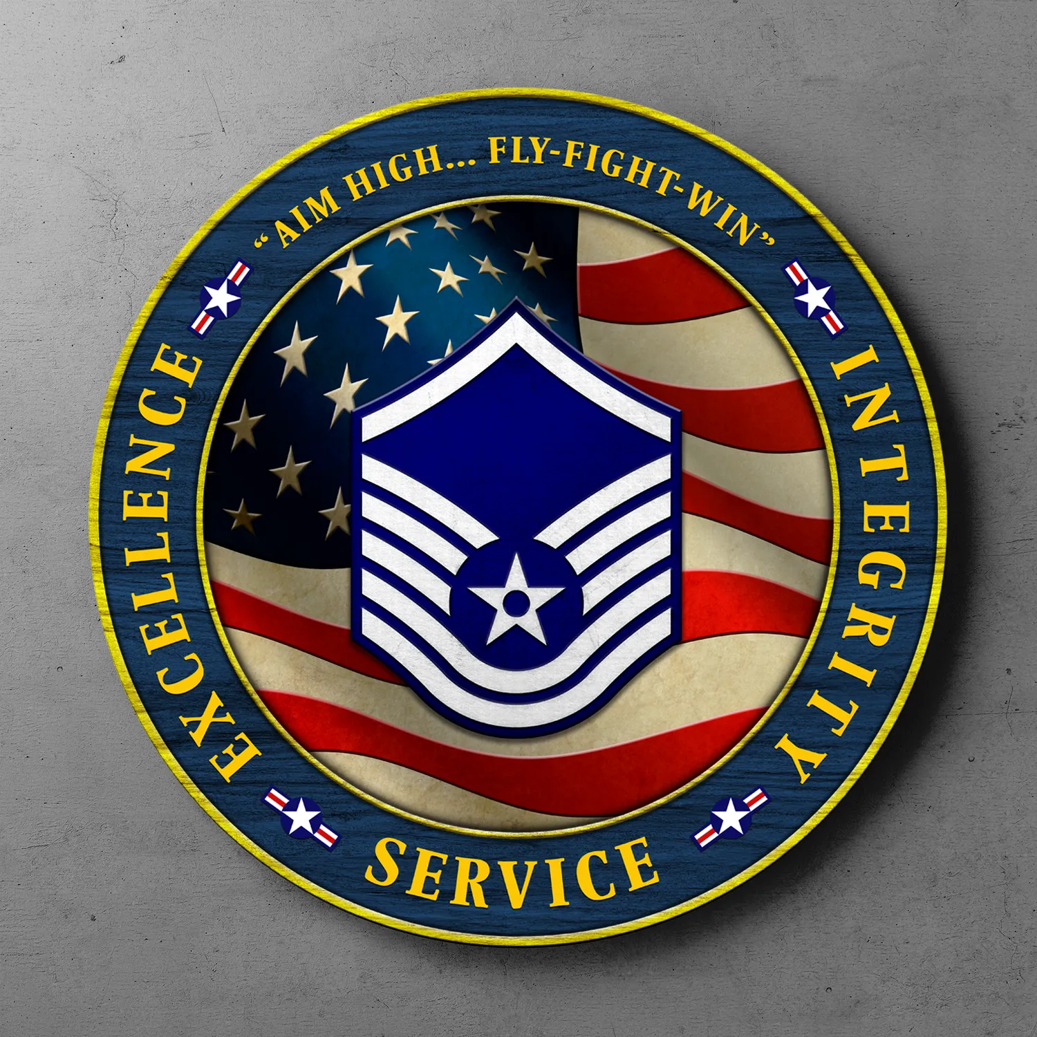 Custom Round Wood Sign, Military Mottos, Core Values With Military Ranks/Insignia