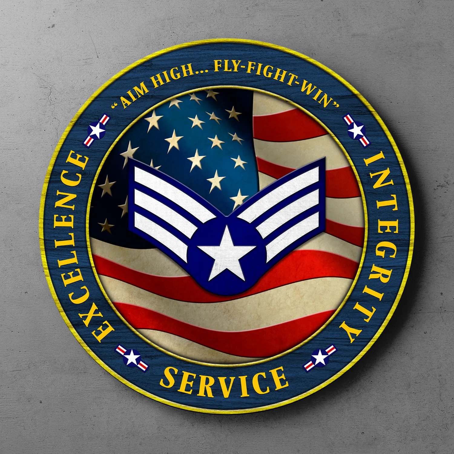 Custom Round Wood Sign, Military Mottos, Core Values With Military Ranks/Insignia