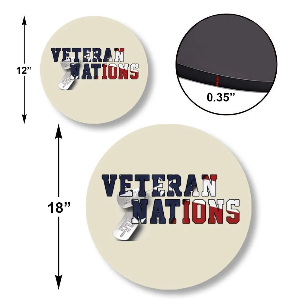 Custom Round Wood Sign, USA Flag With Military Ranks/Insignia - Personalized Name & Ranks