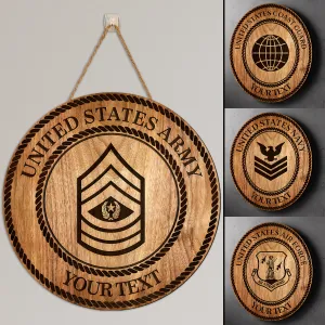 Custom Round Wood Sign, Wood Background - Personalized Text & Ranks