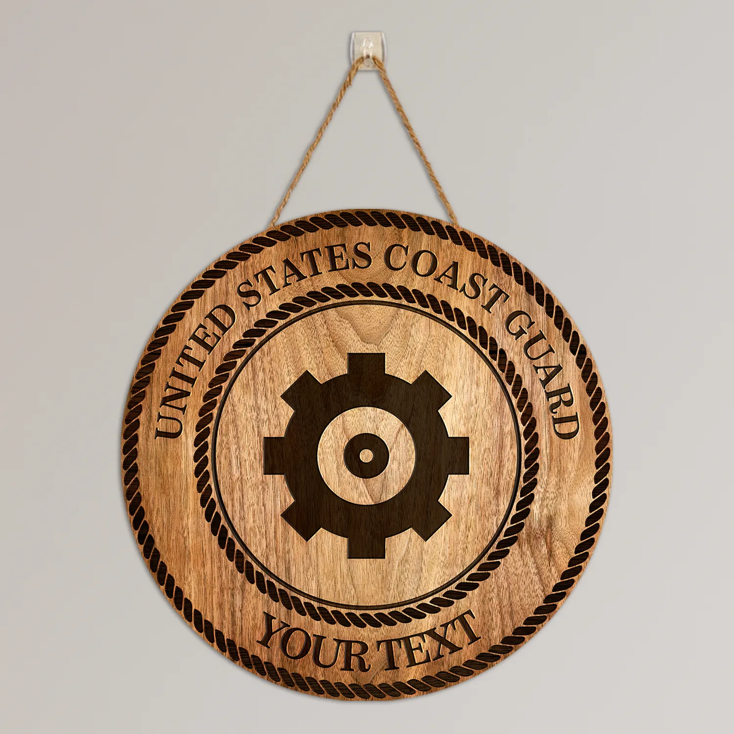 Custom Round Wood Sign, Wood Background - Personalized Text & Ranks