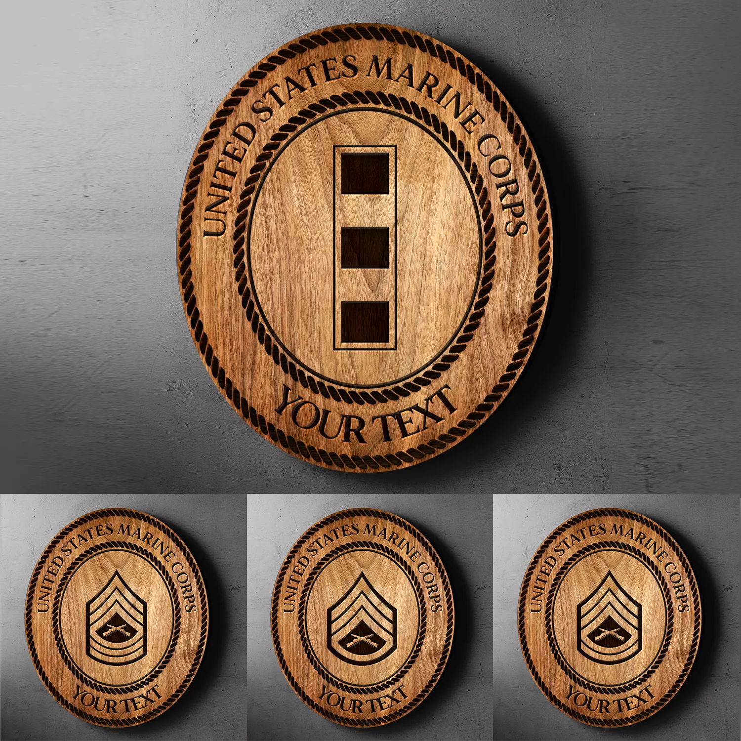 Custom Round Wood Sign, Wood Background - Personalized Text & Ranks