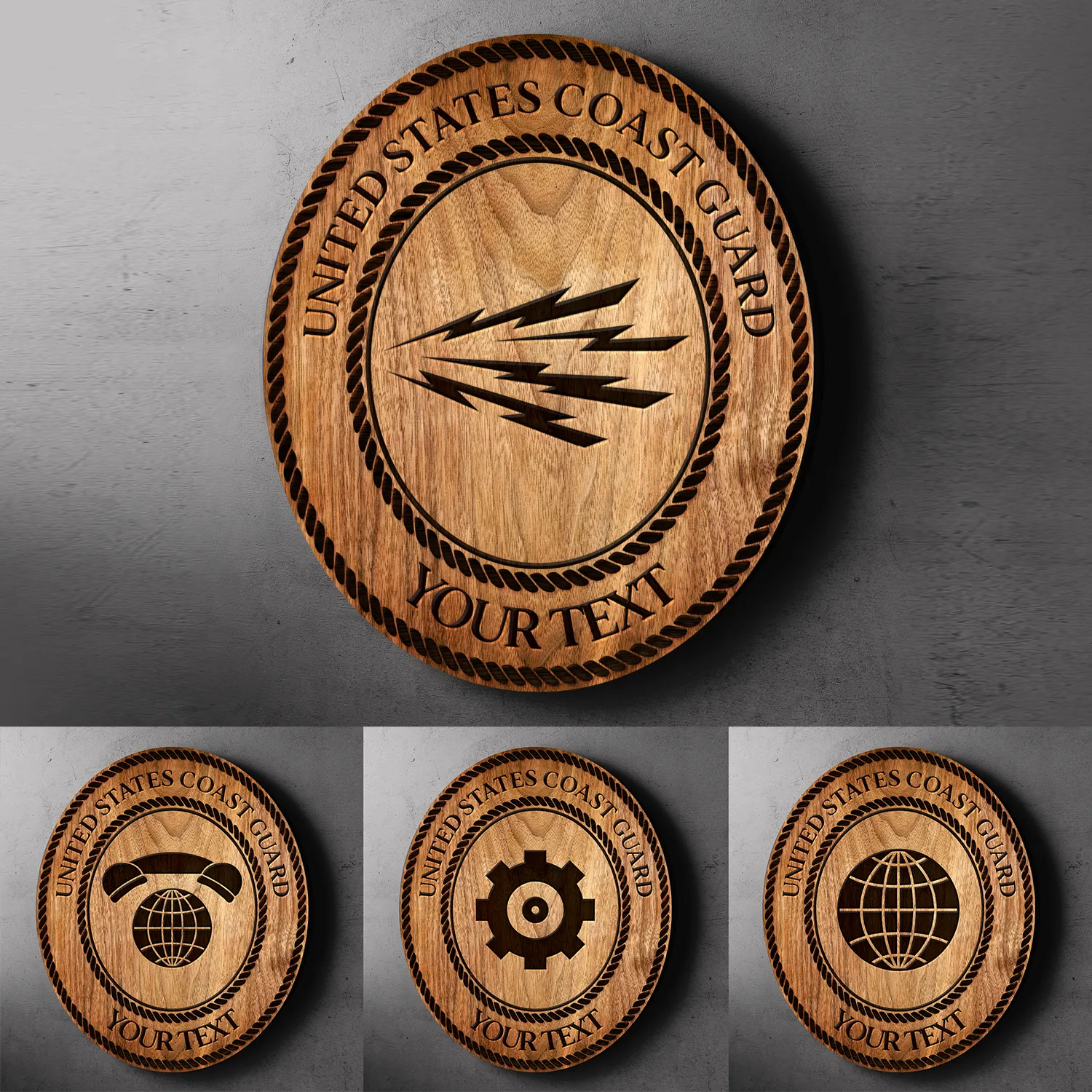 Custom Round Wood Sign, Wood Background - Personalized Text & Ranks