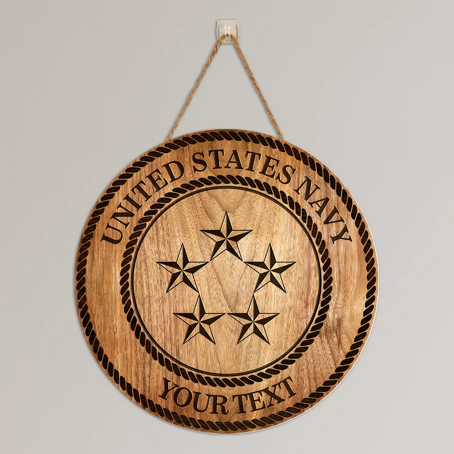 Custom Round Wood Sign, Wood Background - Personalized Text & Ranks