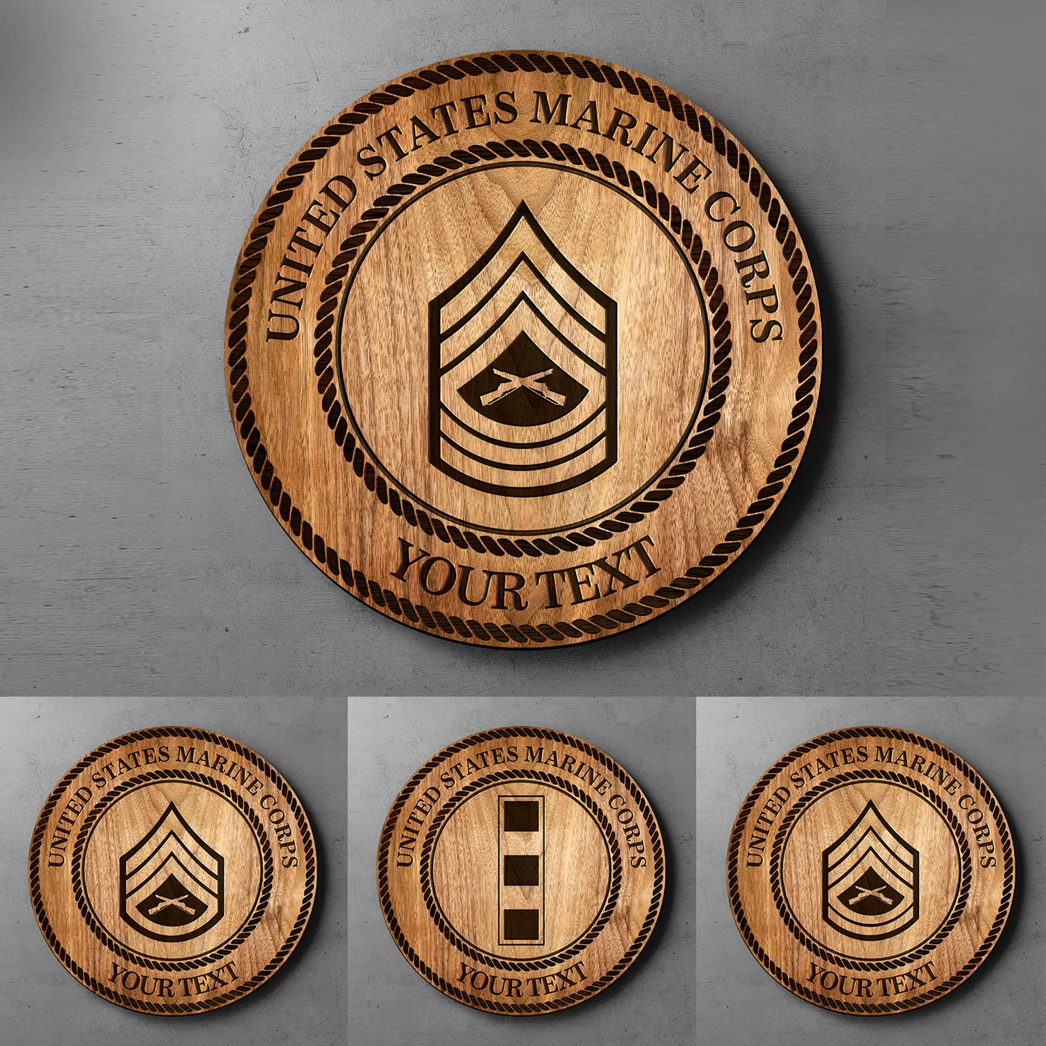 Custom Round Wood Sign, Wood Background - Personalized Text & Ranks