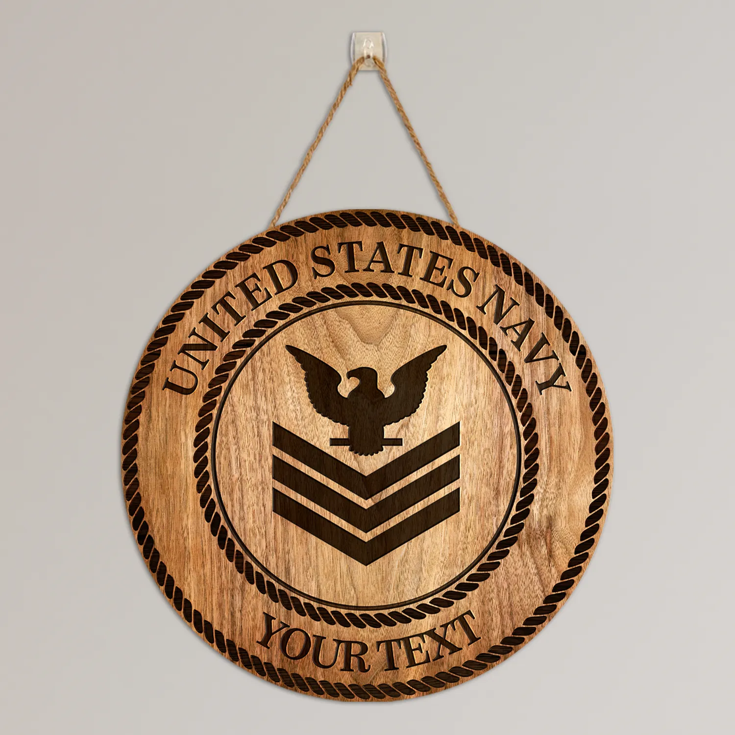 Custom Round Wood Sign, Wood Background - Personalized Text & Ranks