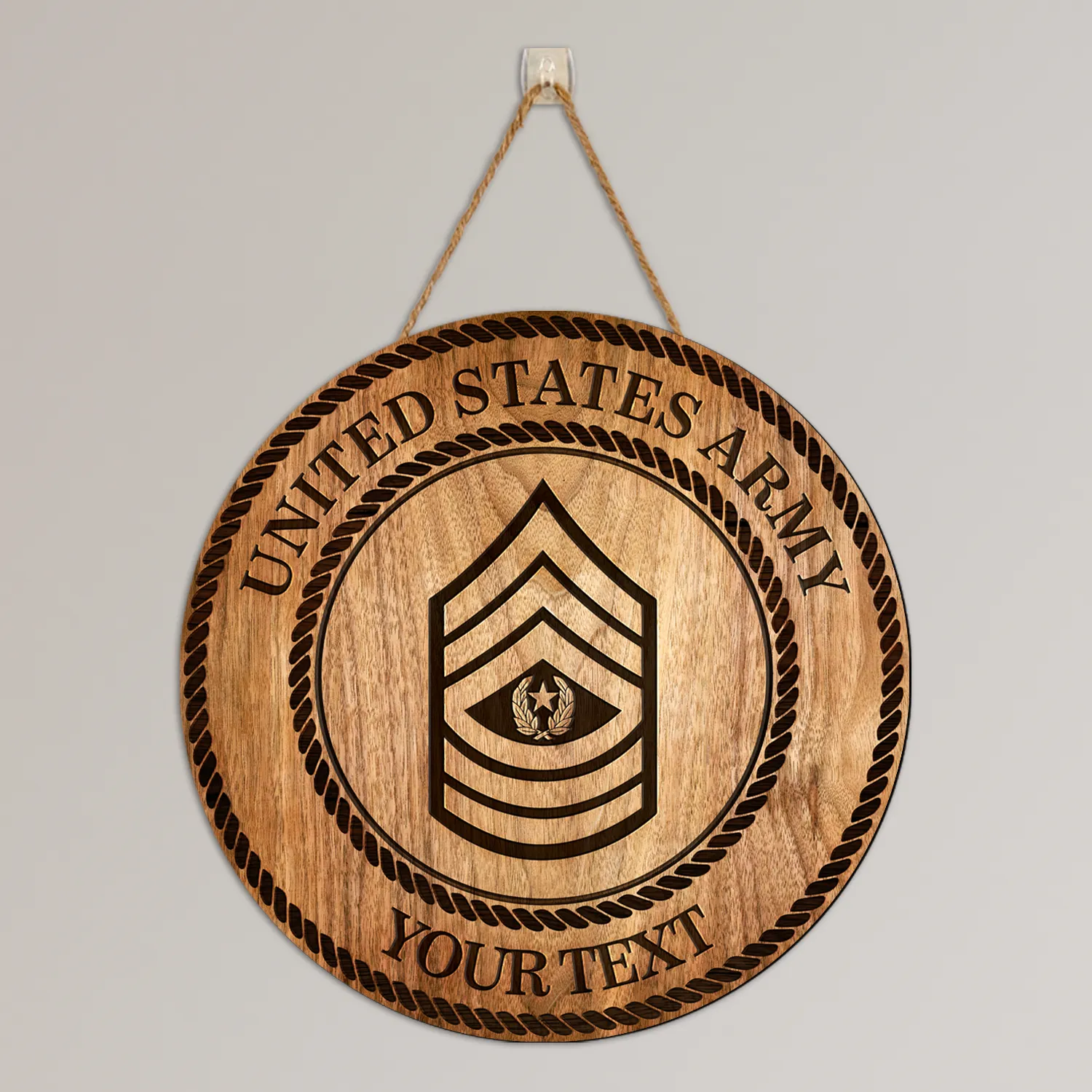 Custom Round Wood Sign, Wood Background - Personalized Text & Ranks