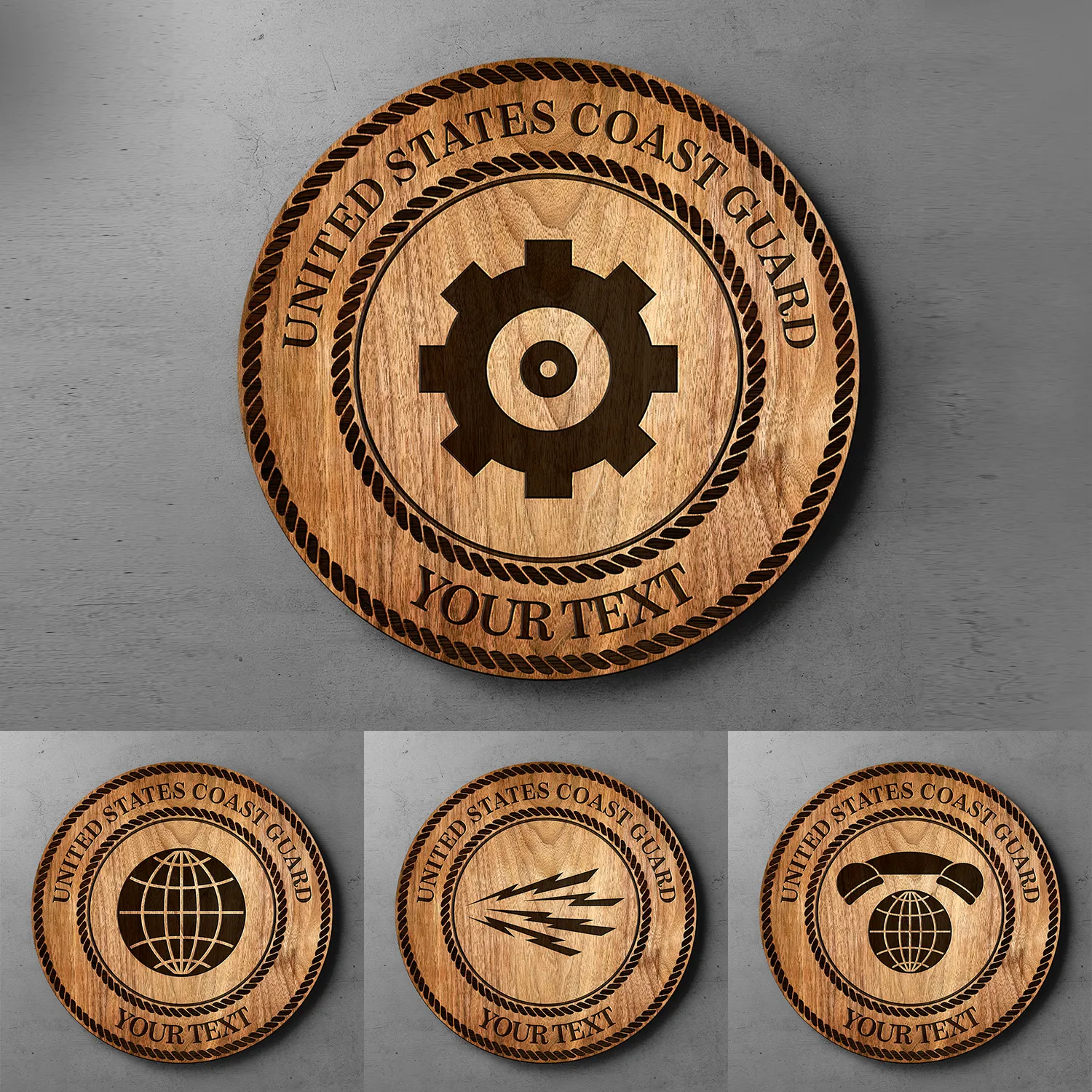 Custom Round Wood Sign, Wood Background - Personalized Text & Ranks