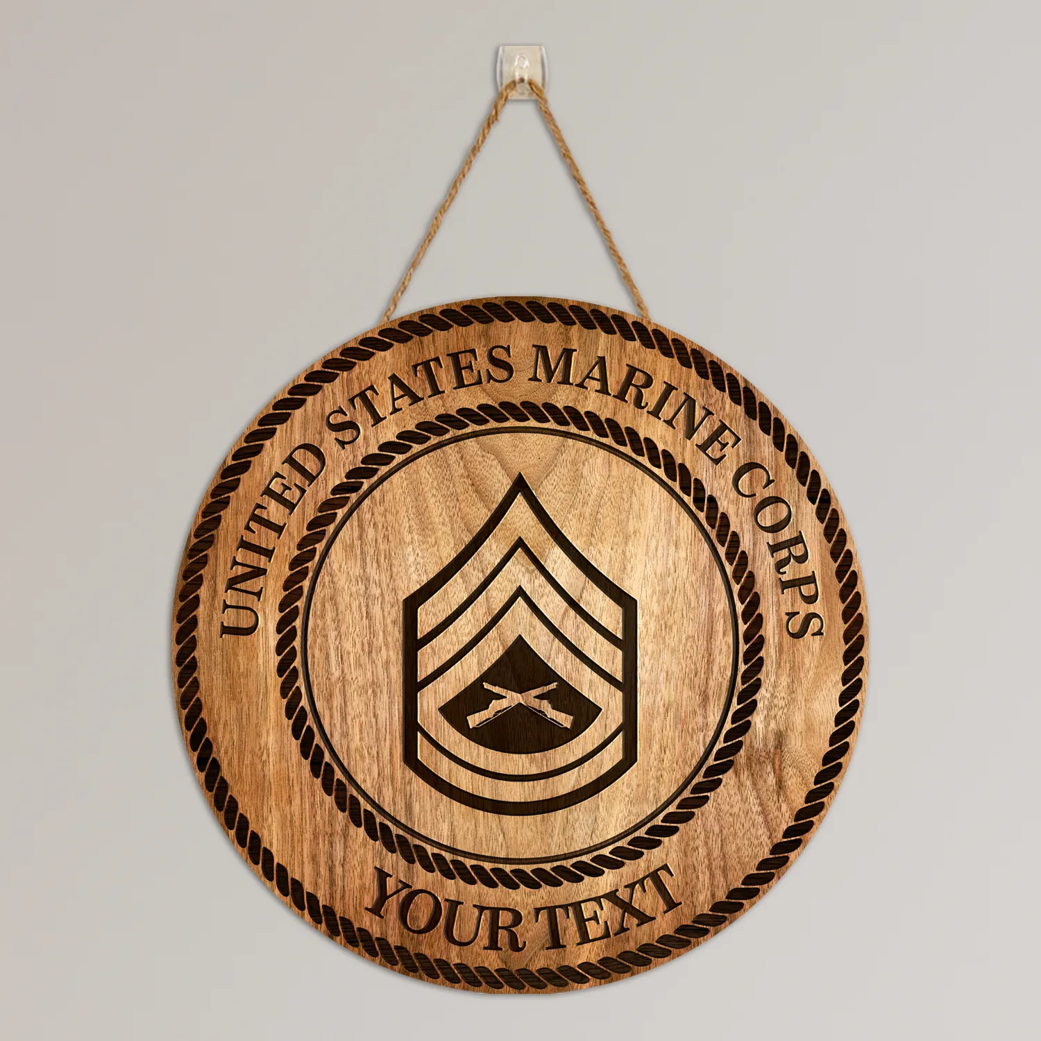 Custom Round Wood Sign, Wood Background - Personalized Text & Ranks