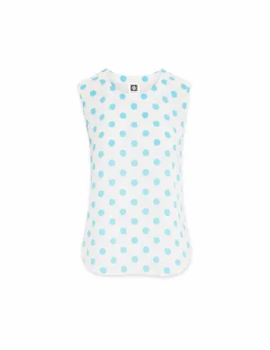 Dot Printed Sleeveless U-Neck Shell- Sale
