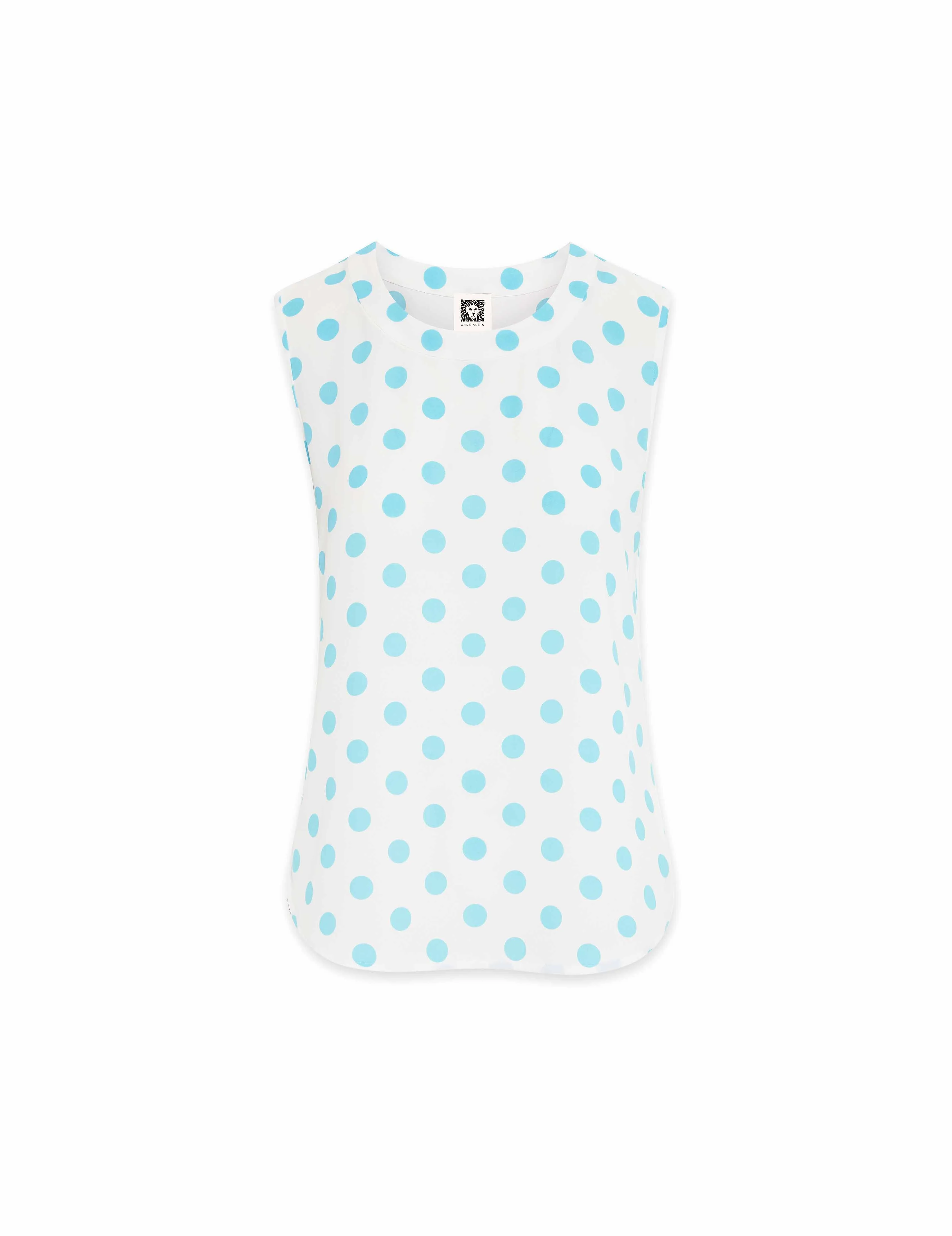 Dot Printed Sleeveless U-Neck Shell- Sale